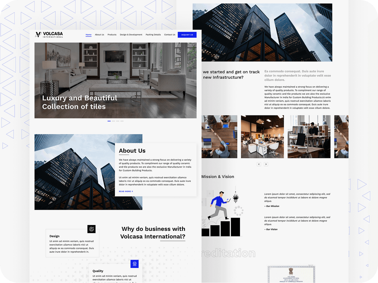 Volcasa International tile exporter website