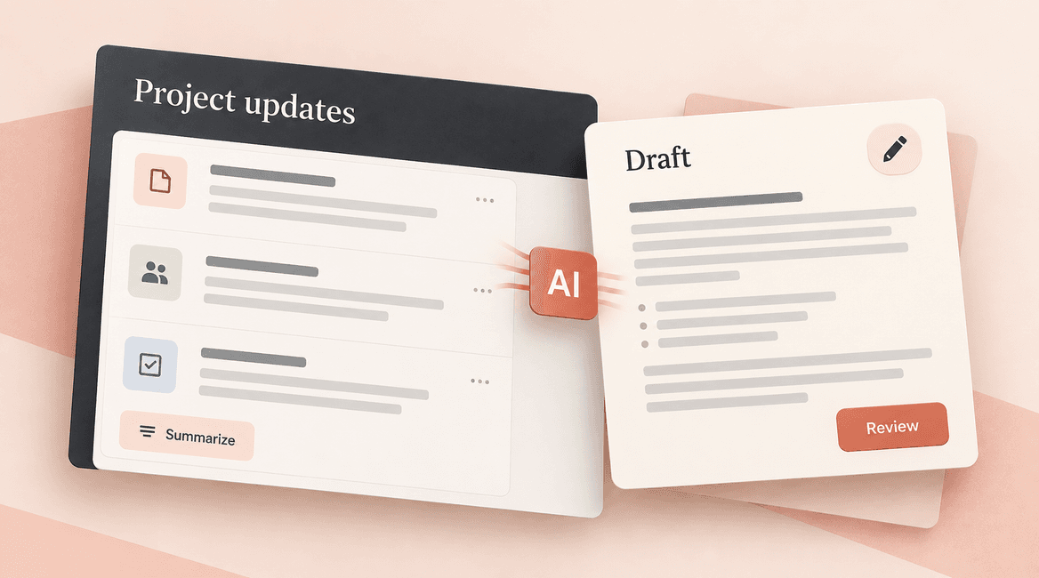An existing application sends selected content to an AI service and receives a draft for review.