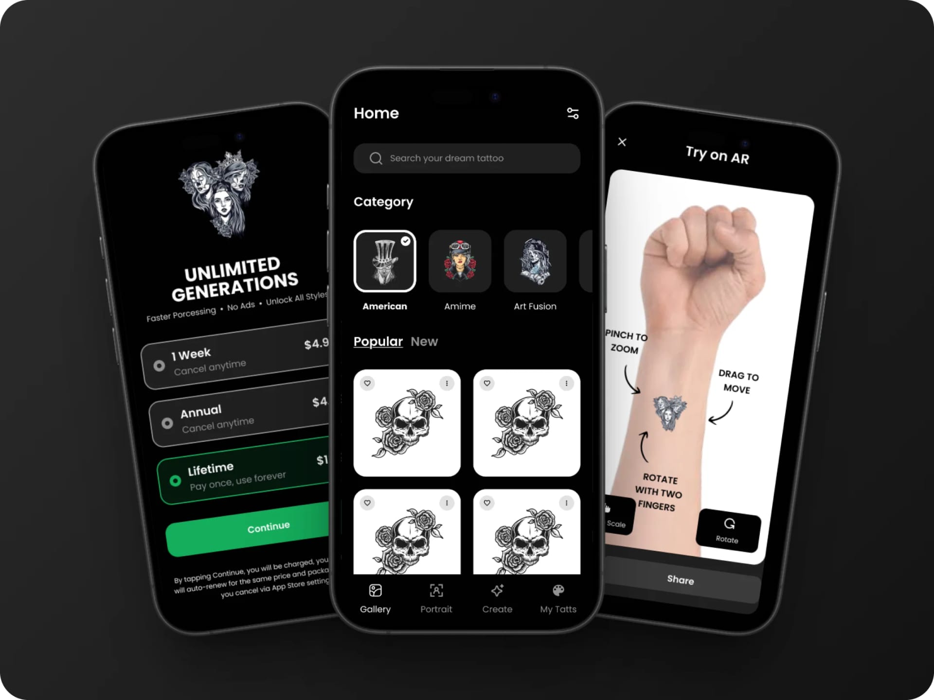 Tatoo AI-assisted resizing